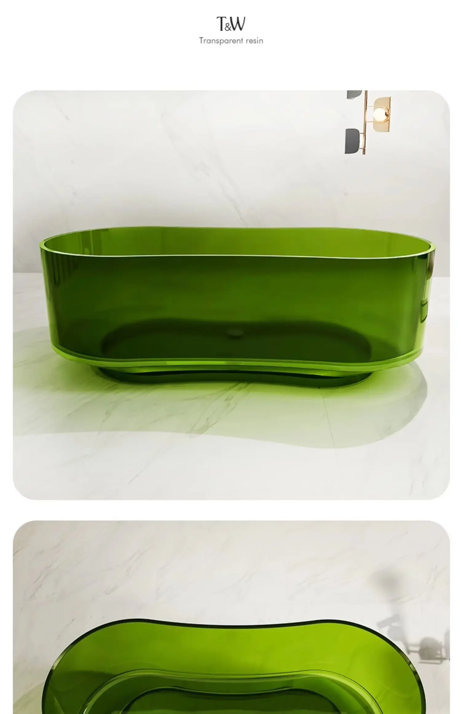 Transparent resin bathtub Home independent hotel B & B Color crystal oval bathtub