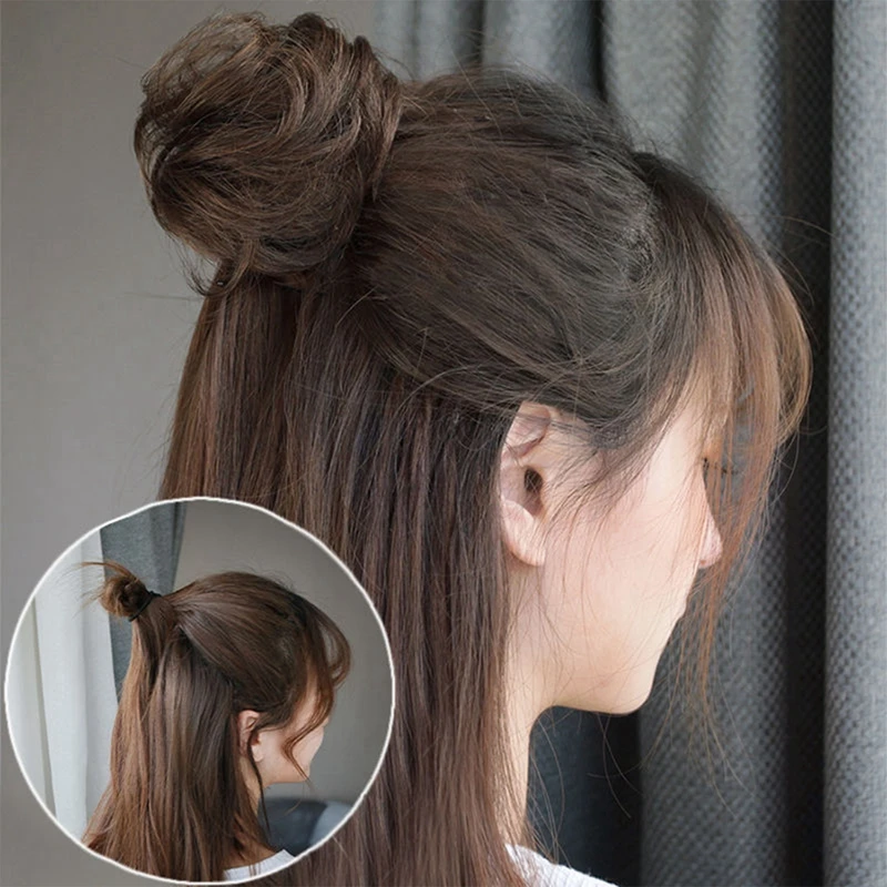 Synthetic Claw Clip Hair Extention Hair Bun Meatball Head Accessories Messy Straight Clip-in Donut Bun
