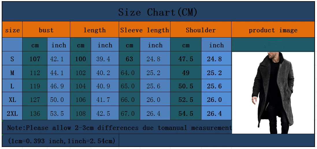 Description Picture 2 of itemAutumn and Winter Woolen Men's Coat Long Multi-color Multi-code Woolen Windbreaker European Coat Double-breasted