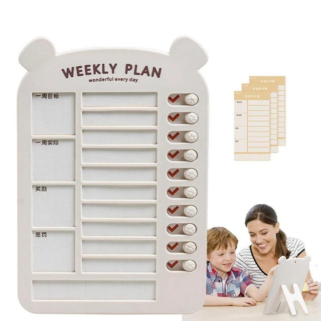 Multi Purpose Cartoon Reusable Schedule Plastic Memo Checklist Daily  Planner Self-discipline Punch Card Weekly Plan Board Planning Board KHAKI 