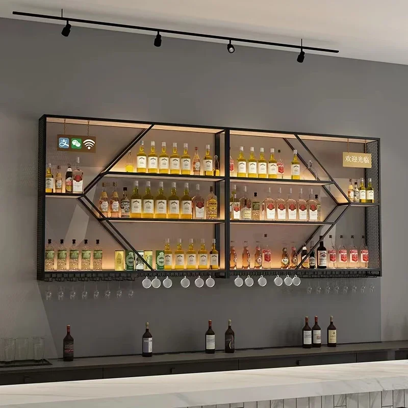 Display Whisky Holder Wine Racks Organizer Modern Black Bar Cabinet Wine Rack Industrial Wall Commercial Wijnkast Decoration