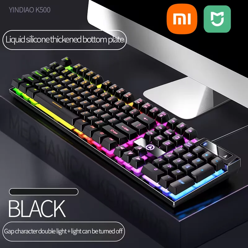 K500GamingWiredMechanicalKeyboardLuminousColorBlockingErgonomic