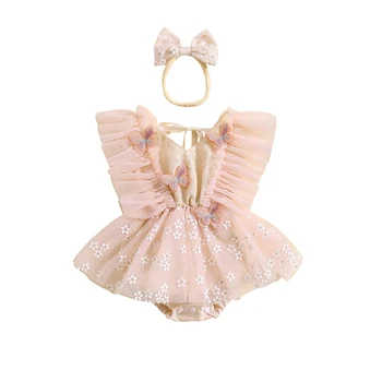 Neonato ragazza primo compleanno vestito Tulle Tutu pagliaccetto vestito infantile farfalla fata partito servizio fotografico vestiti