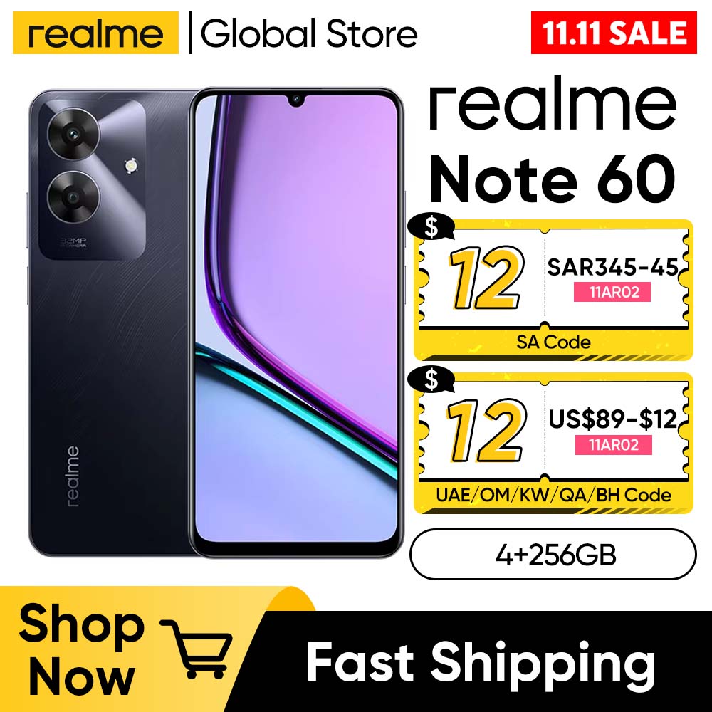 realme Note 60 6.74'' 90Hz Display 32MP Super Clear Camera 5000mAh Battery 4GB+256GB Drop Resistant Smartphone