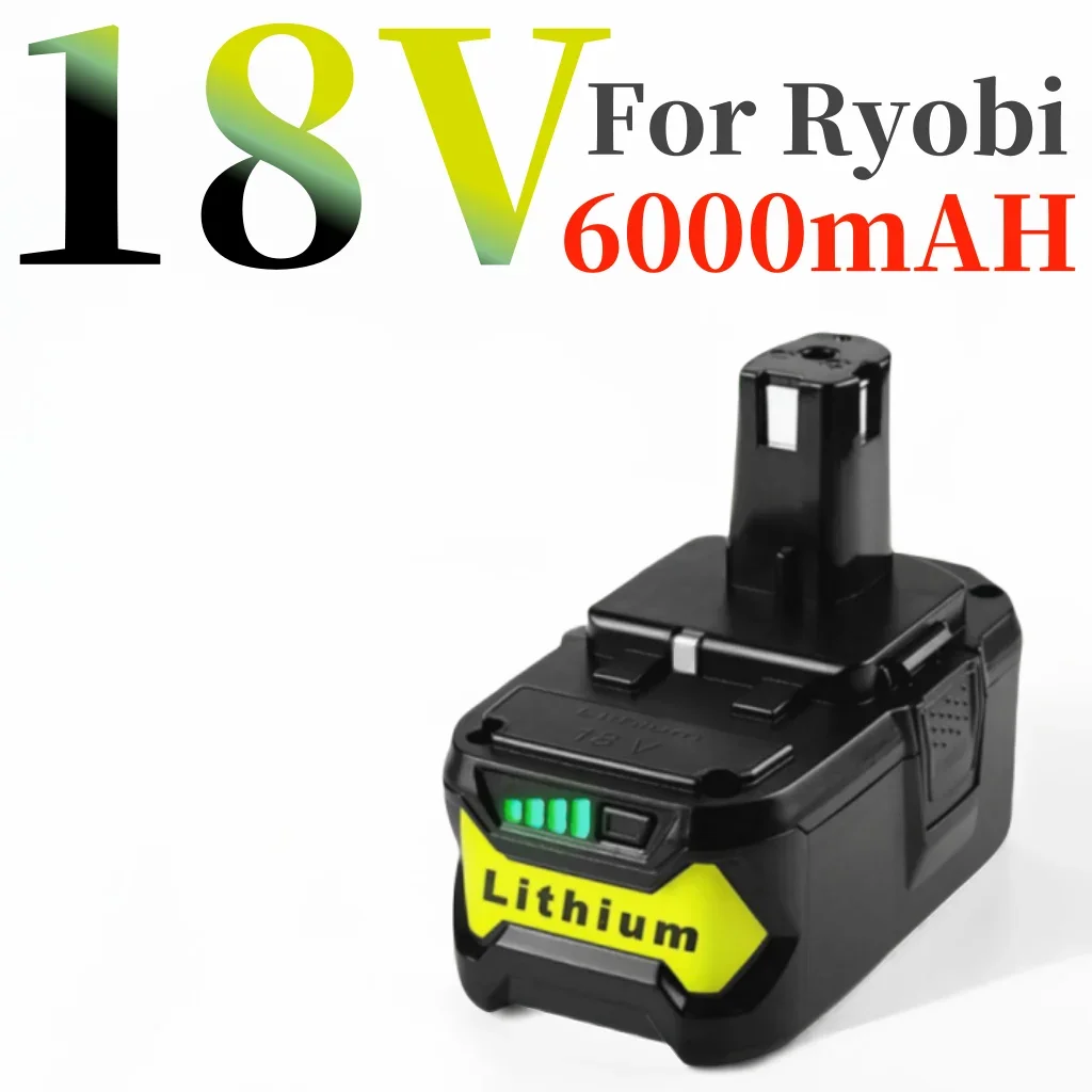 

For High Capacity 18V 6000mAh Li-Ion for Ryobi P108 RB18L40 Rechargeable Battery Pack Power Tool Battery Ryobi ONE