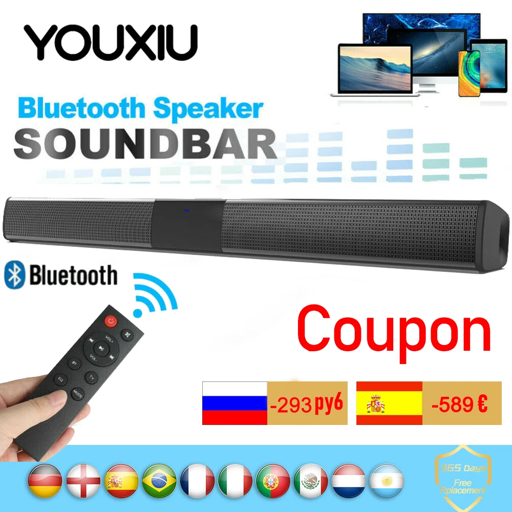 20W Bluetooth Soundbar Altoparlanti Cablati E Wireless Altoparlanti Stereo Hifi Home Theater Tv Sound Bar Colonna Subwoofer Per Smart Phone