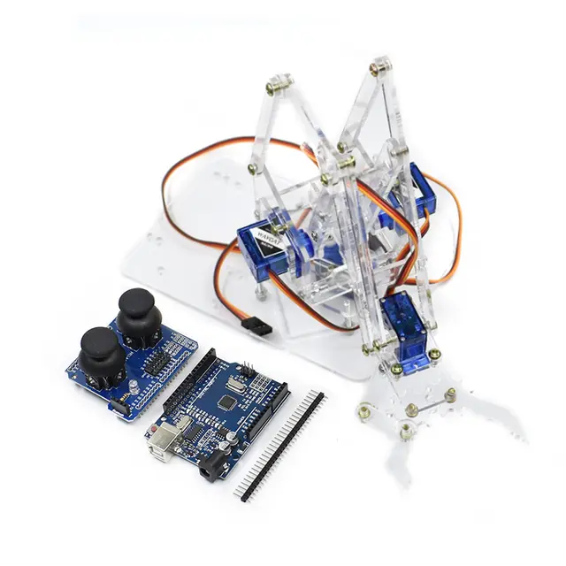 SG90 MG90S 4 DOF Unassembly Acrylic Mechanical Arm Robot Manipulator Claw for Arduino Maker Learning DIY Kit Robot image 7