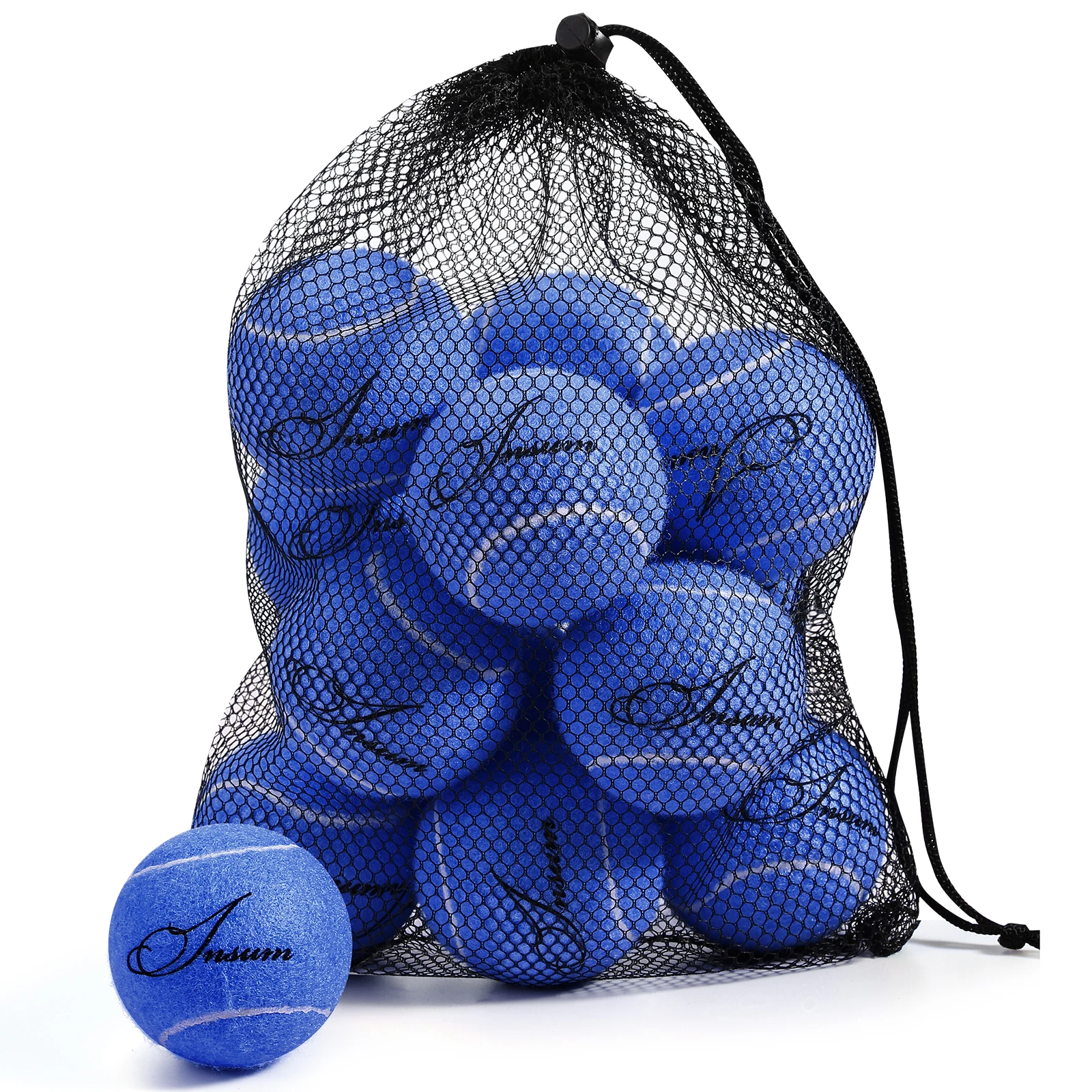 INSUM-Tennis Balls for Beginner Pet Dog, Tennis Ball, Practice Training Balls with Mesh Bag, 12Pcs