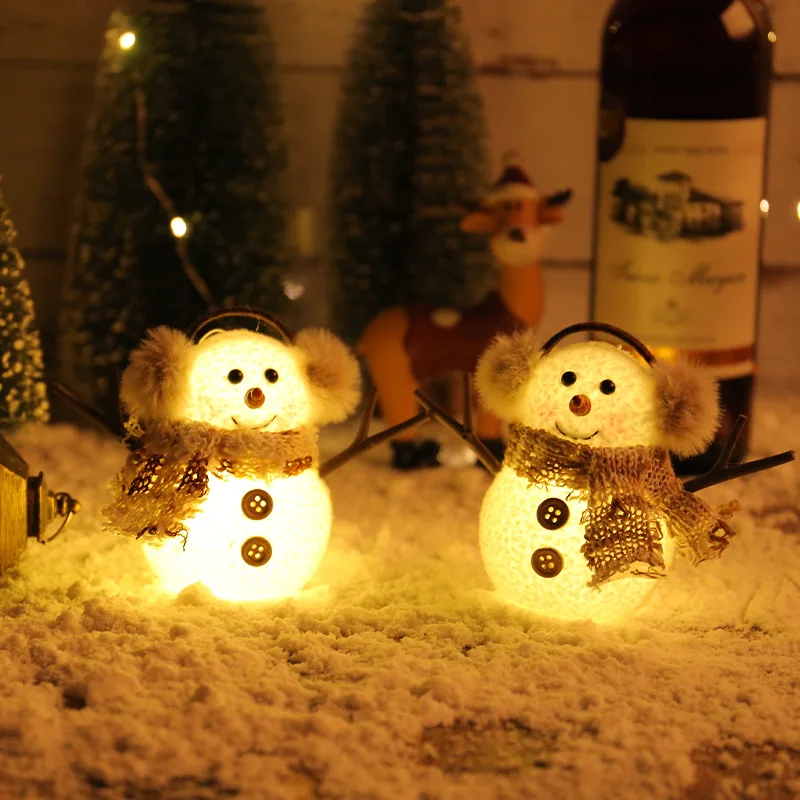 

Christmas Decoration Glowing Ice Man Decoration Plaid Striped Scarf Doll Christmas Gifts For Children Supplies