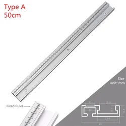 Adjustable Aluminum Alloy T - Track Limiter with Movable Scale for Woodworking Saw Table and Miter Workbench (Type A Rail 50cm)