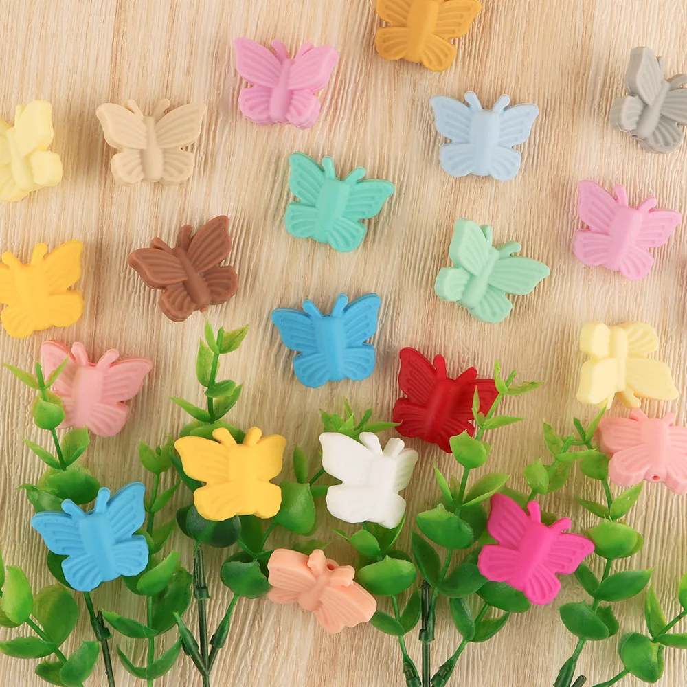 Kovict New Silicone Butterfly Beads 5/15Pcs Rodent Chew Bead DIY Baby Chain Jewelry Accessories Gift Baby Toys BPA-Free
