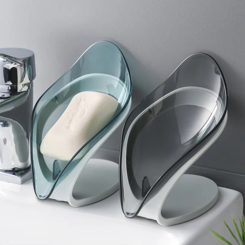 Bathroom Soap Holder Leaf Shape Dish Soap Kitchen Sponge Soap Box Storage Non-slip Drain Soap Case Container Bathroom accessorie 1