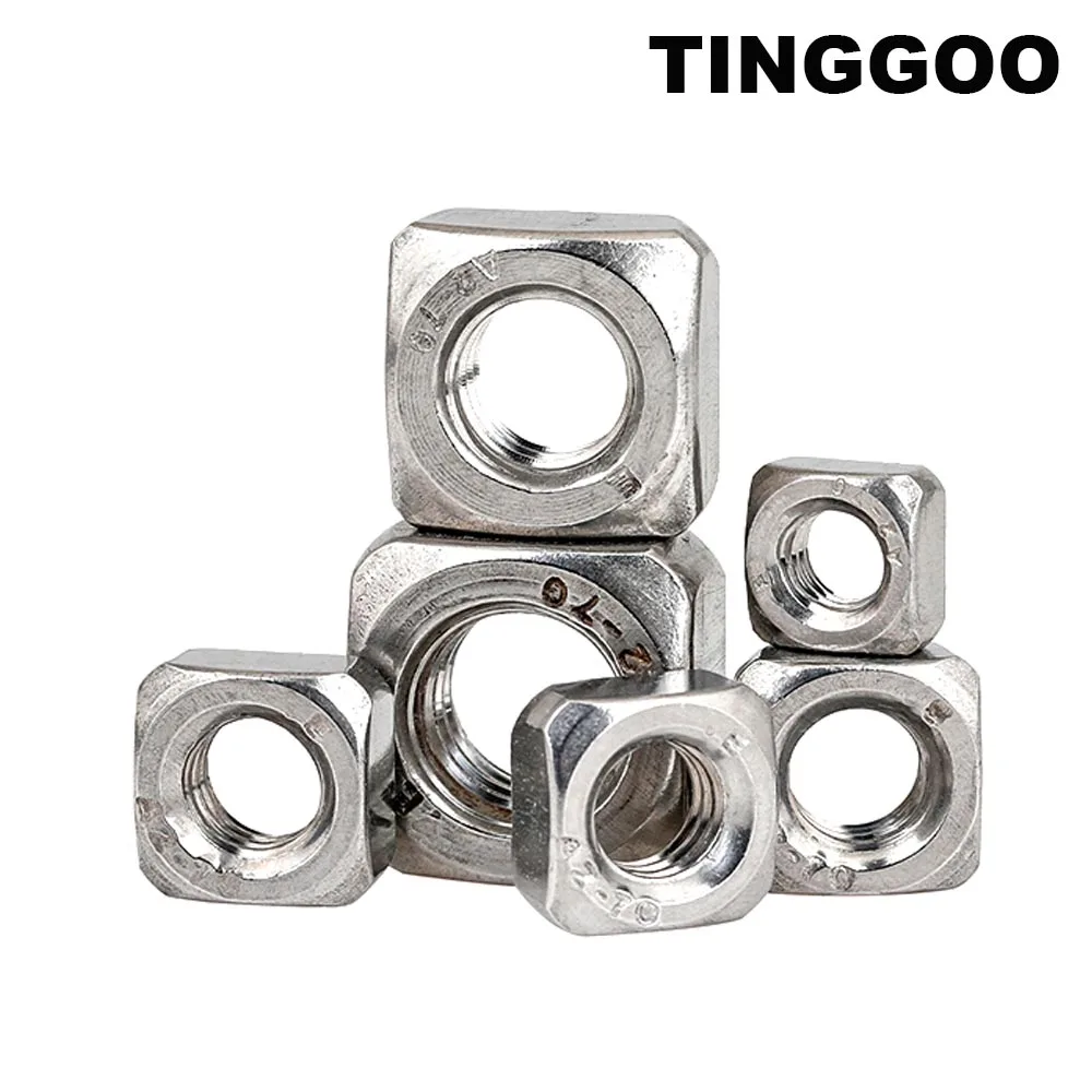 

2/50pcs M3 M4 M5 M6 M8 M10 M12 UNC 6# 8# 10# 1/4 5/16 3/8 DIN557 GB39 304 A2-70 Stainless Steel Foursquare Quadrate Square Nut