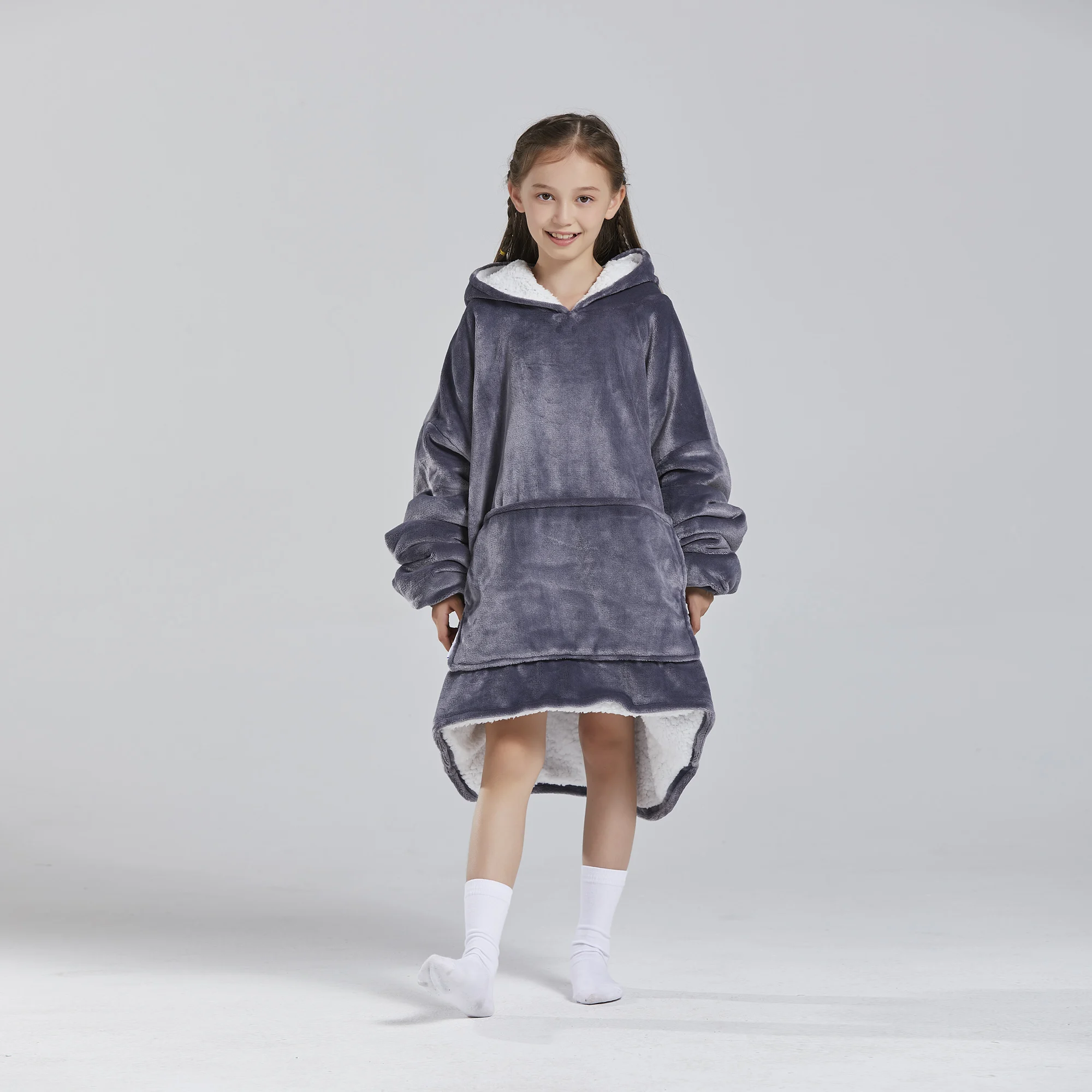 

Seagroo Grey Blanket Hoodie Kids Oversized Wearable Blanket