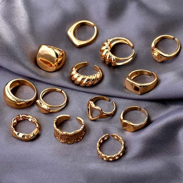 12pcs Punk Line Rings for Women