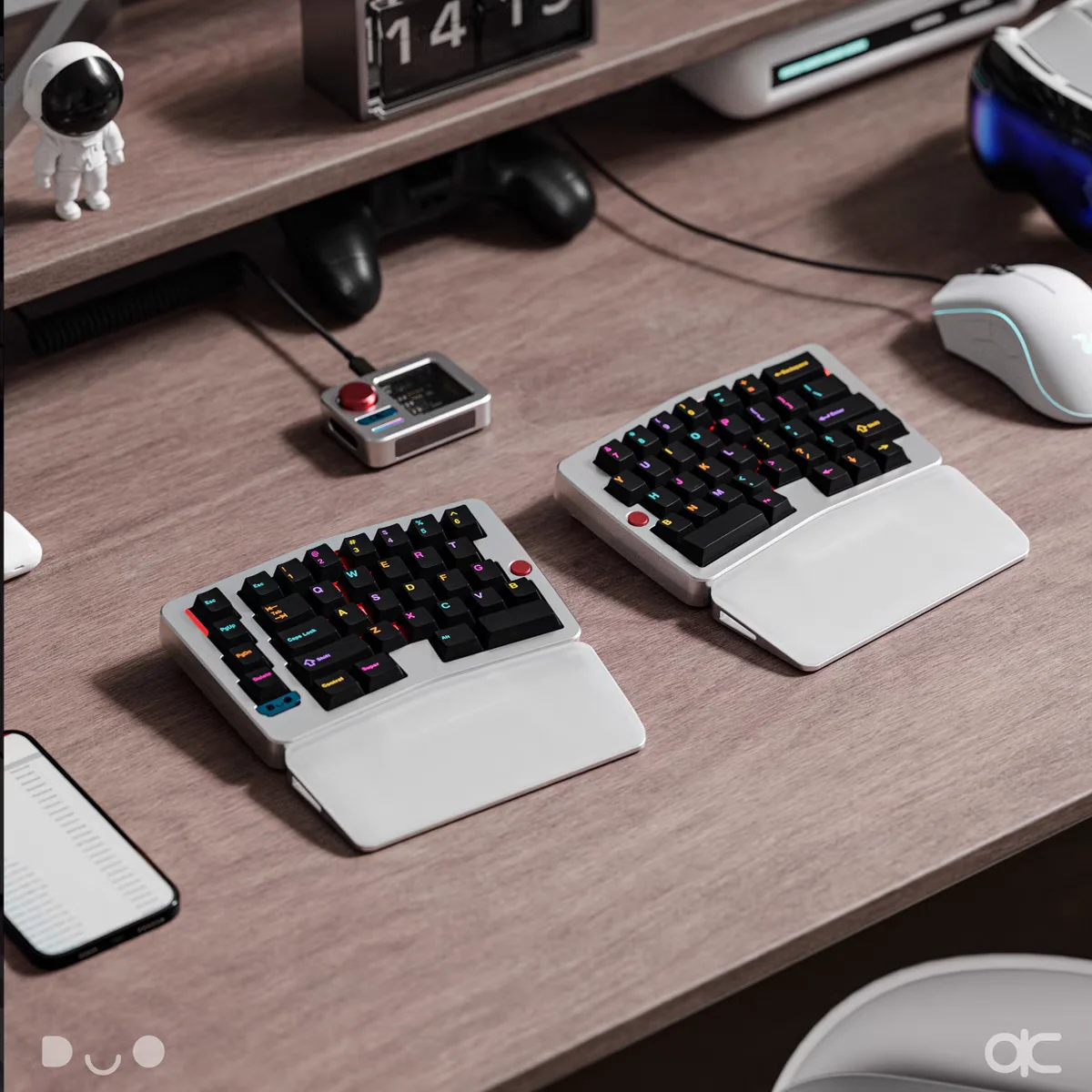 QK アリスデュオ分割キーボードキット Plam レスト付きカスタム 2.4