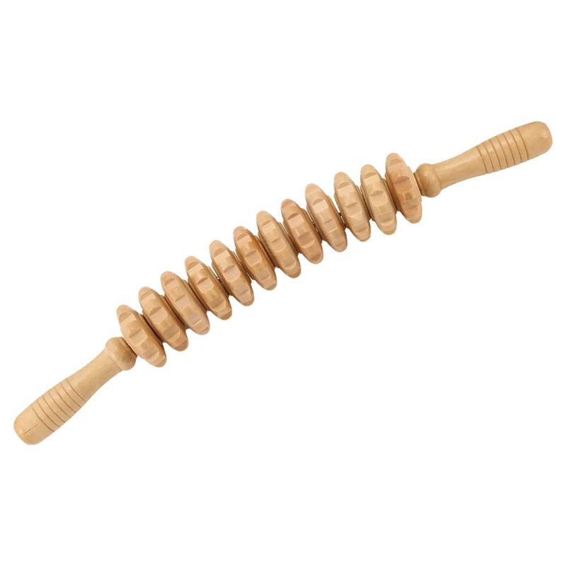 A28F-12 Rollers Wooden Massager Curved Exercise Roller Sticks Full Body Wood Therapy Massage Tools Muscle Pain Release