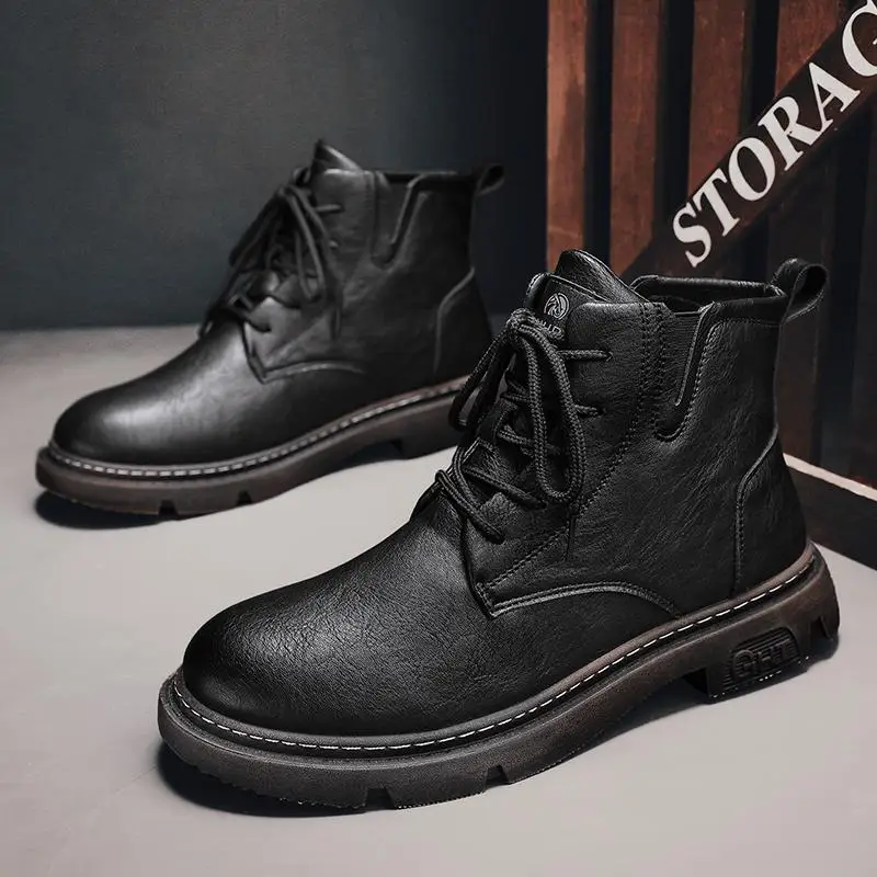 

Labor Protection Men's Shoes Autumn Black Construction Site Work Boys Mountaineering Workwear Martin Boots Men 2023 New Summer
