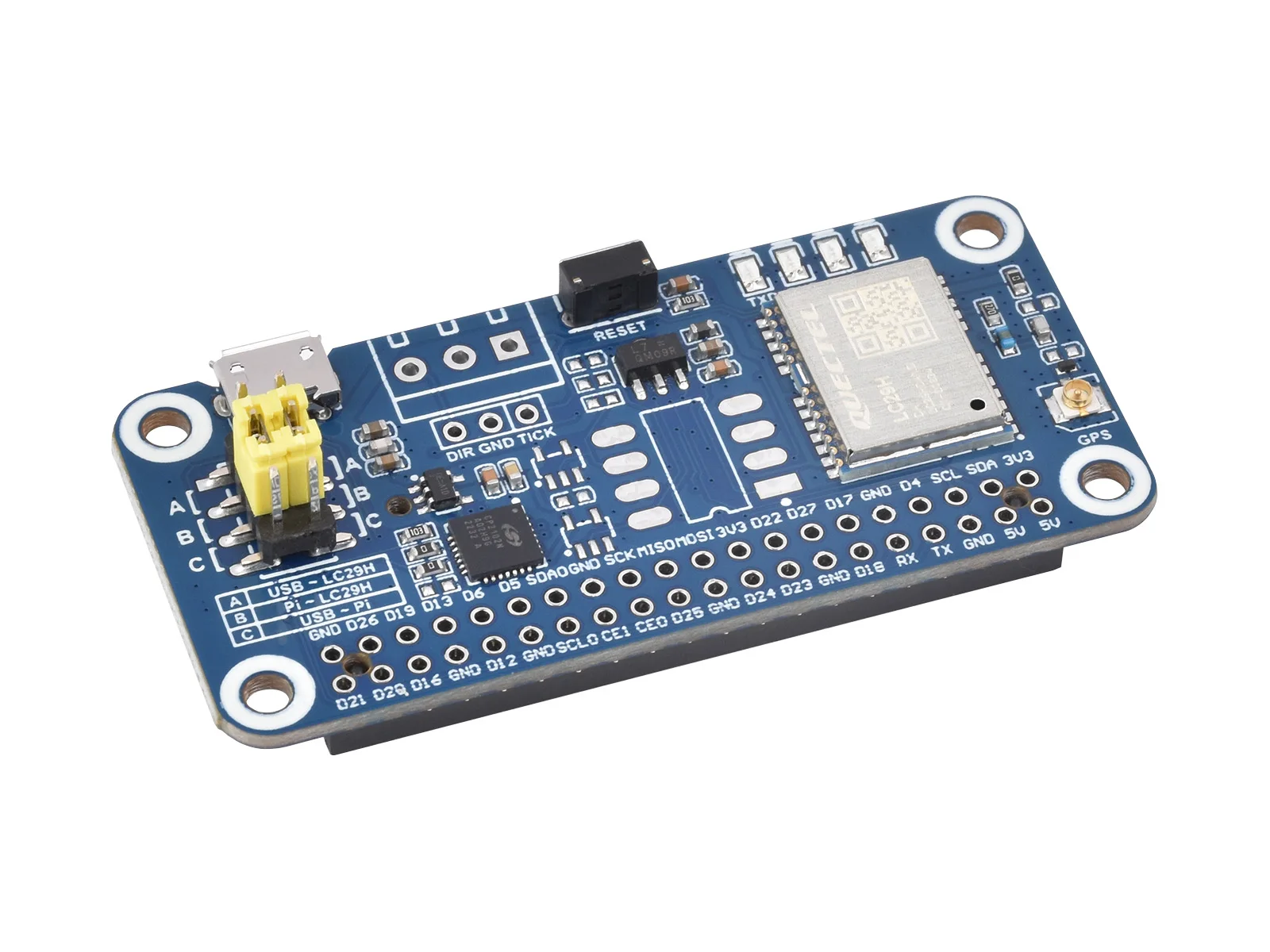 

LC29H(DA) GPS/RTK HAT,LC29H Series Dual-band GPS Module for Raspberry Pi, Dual-band L1+L5 Positioning Technology