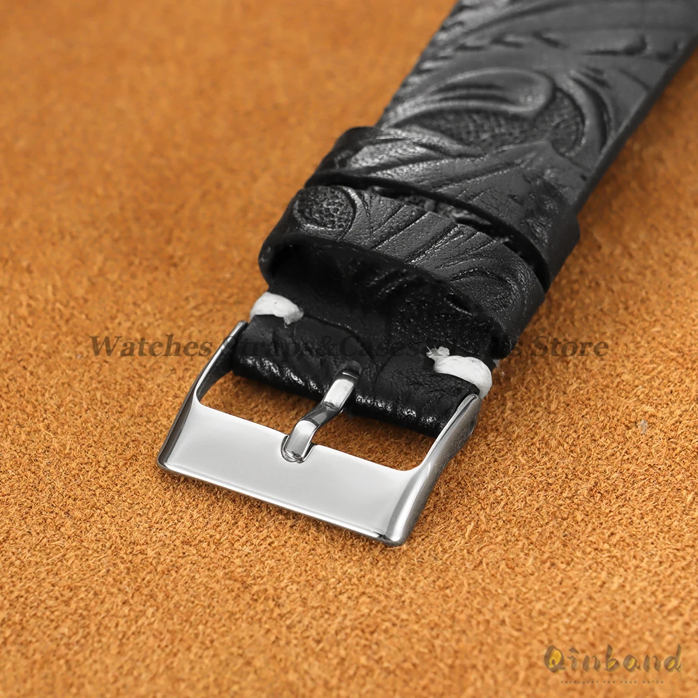 Elegant Calfskin Leather Printed Watch Strap - Women's & Men's Accessory