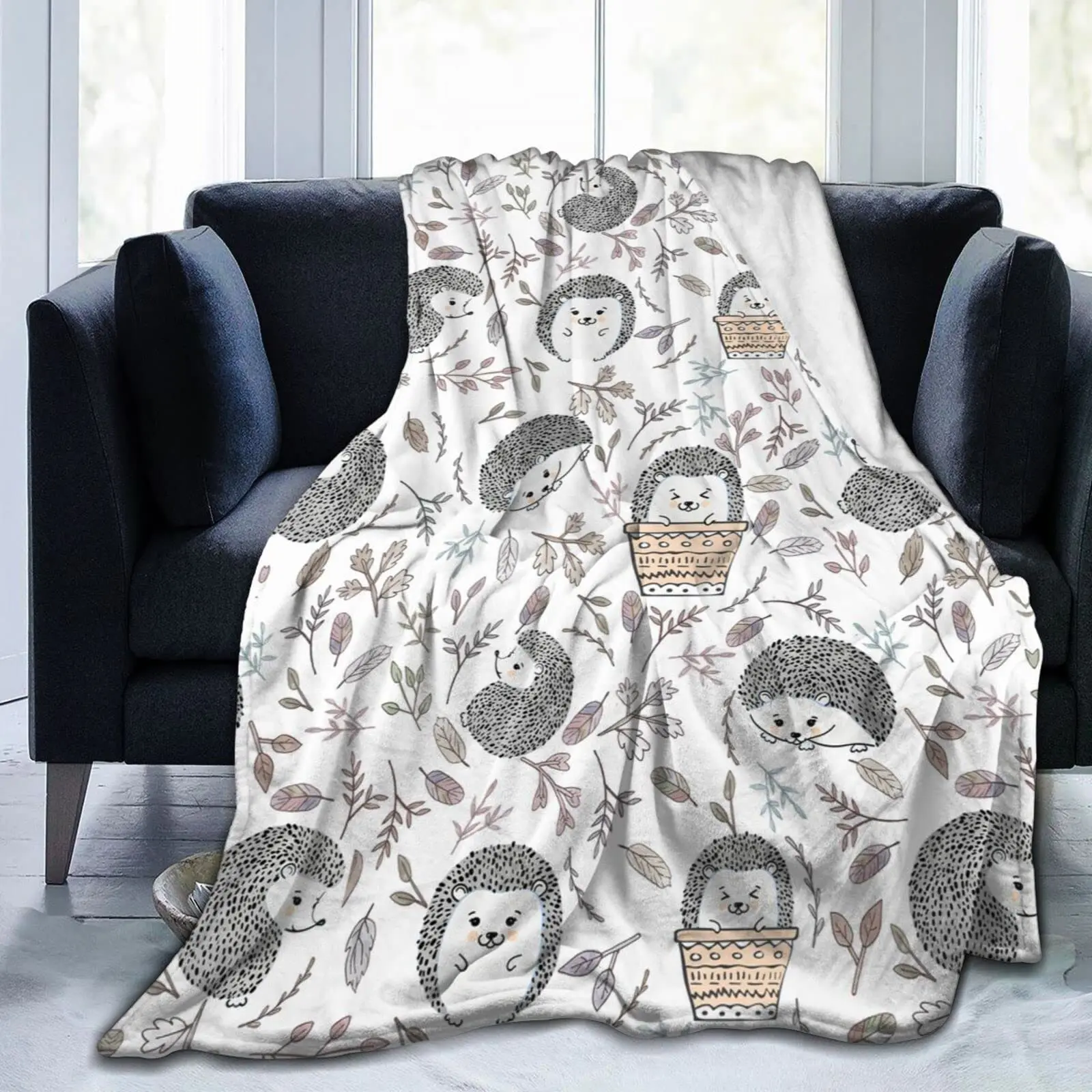 Throw Blanket with Super Cute Hedgehog Gifts for Girl Women Hedgehog