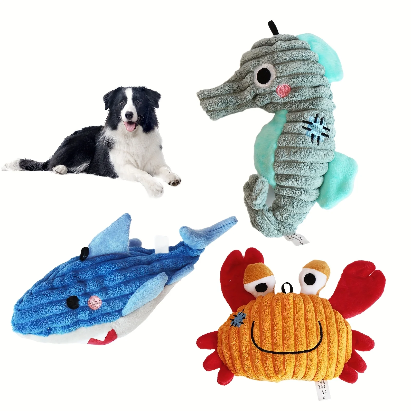 Plush Dog Toy Crab shark seahorse Bite Resistant Squeaky Toys Corduroy Dog Toys for Dogs Puppy Pets Training Accessories Plush Dog Toy Crab shark seahorse Bite Resistant Squeaky Toys Corduroy Dog Toys for Dogs Puppy Pets Training Accessories