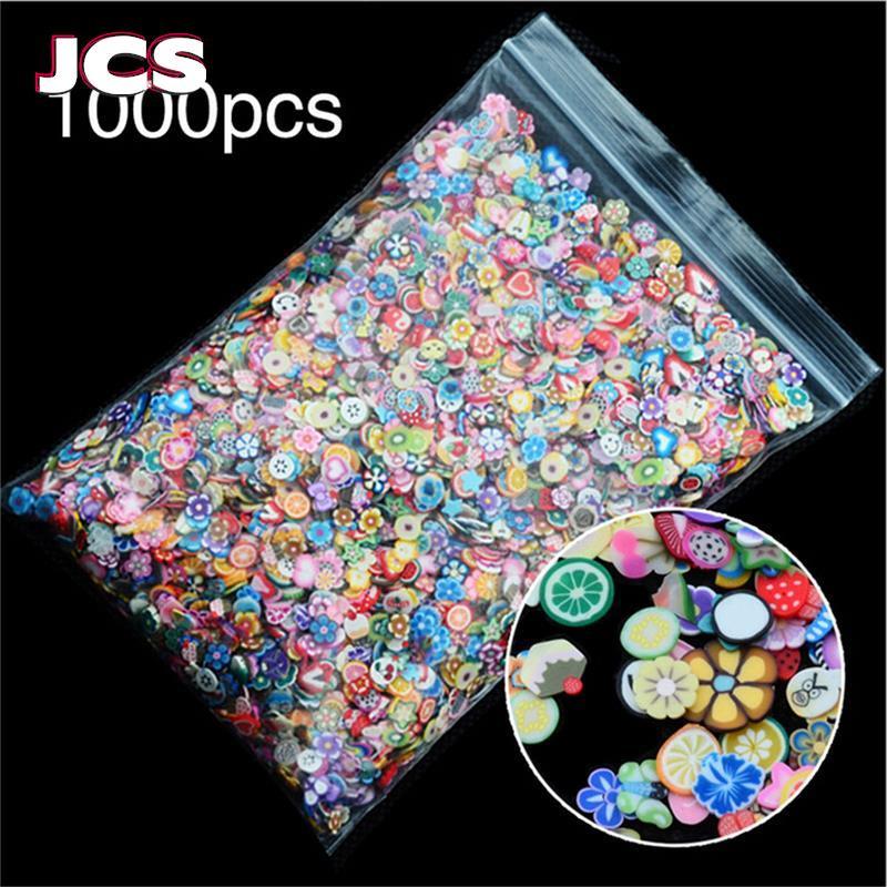 1000pcs/bag Nail Art 3d Fruit Mix Designs Tiny  Slices Polymer Clay DIY Beauty Nail Stickers Decorations