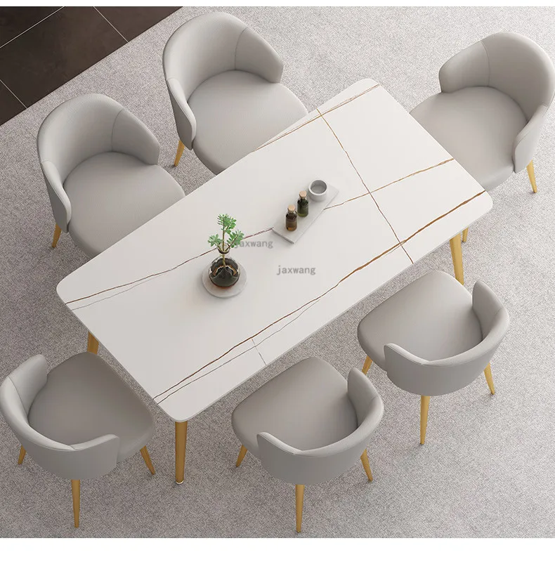 Description Picture 6 of itemNordic Dining Room Furniture Metal Dining Room Sets Light Luxury Slate Dining Table and chairs Modern Hotel Dining Room Table Z