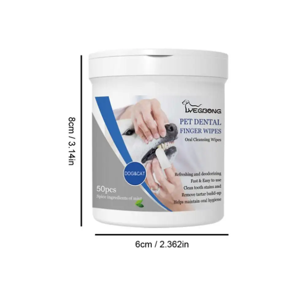 50Pcs Pet Finger Brushing Finger Cots Puppy Teeth Oral Cleaning Tool Pet Dental Wipes Presoaked Dog Oral Care for Dogs