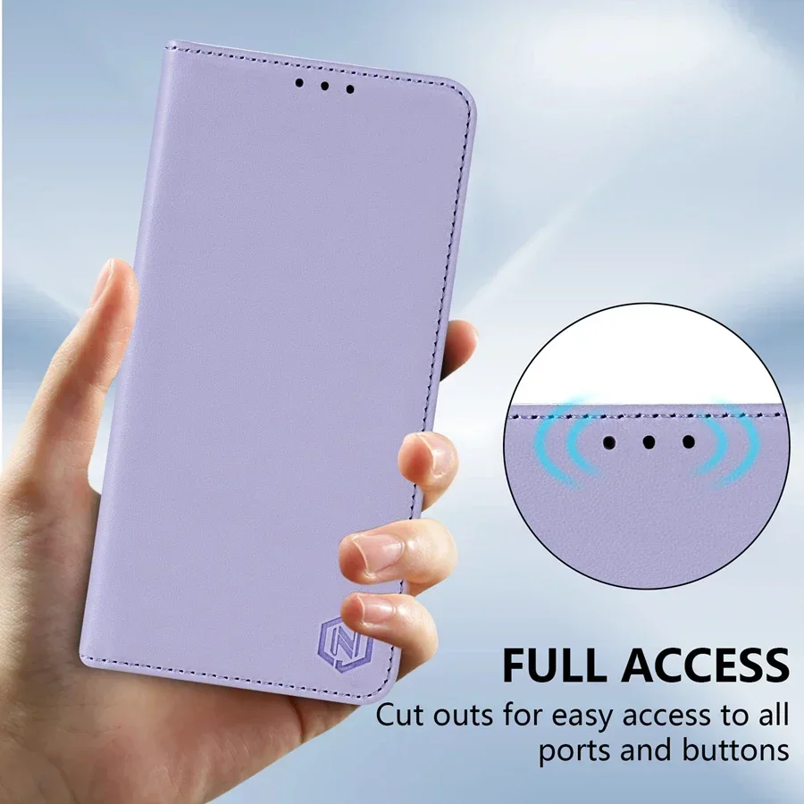 Elegant Leather Wallet Case with Magnetic Card Slot and Flip Design