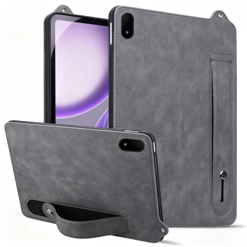 Premium PU Leather Stand Case with Hand Strap