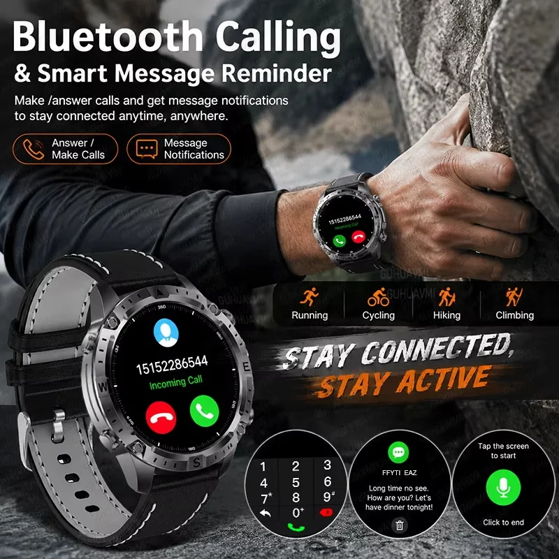 2026 Outdoor New GPS Offline Map T-Rex 3 Military Grade Smart Watch Men 3ATM Waterproof LED Flashlight HD Call 100+Sports Watch 5