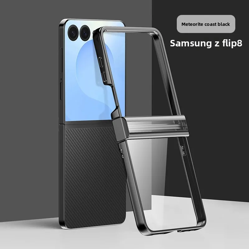 Luxury Transparent Plating PC Phone Case with Clear Hinge Protective Hard Cover