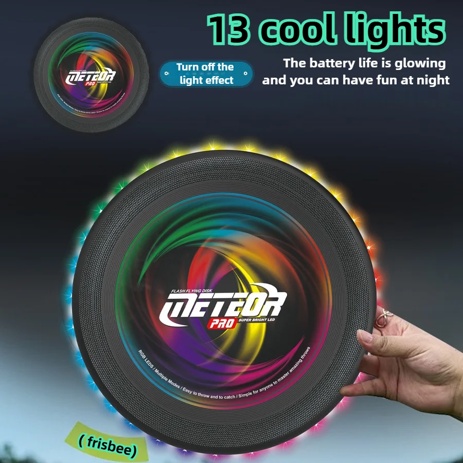 Noctilucence Colorful Flying Saucer Outdoor Leisure Toys Portable Game Flying Disc Competitions Sport Led Luminous Beach Frisbee 2