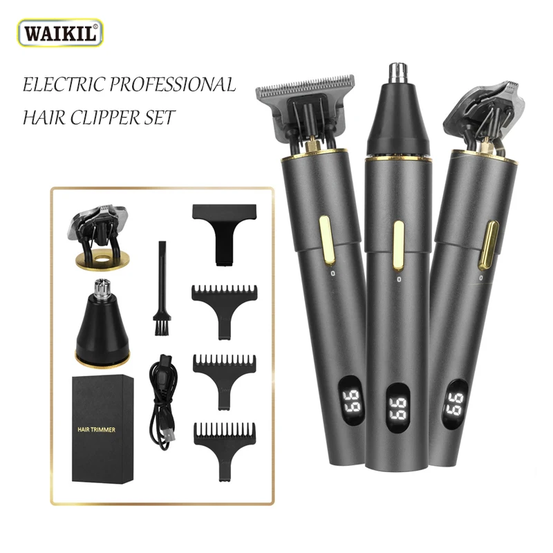 

WAIKIL3-in-1 electric hair clipper set for professional men's electric clippers Sculpture machine USB charging cordless trimmer
