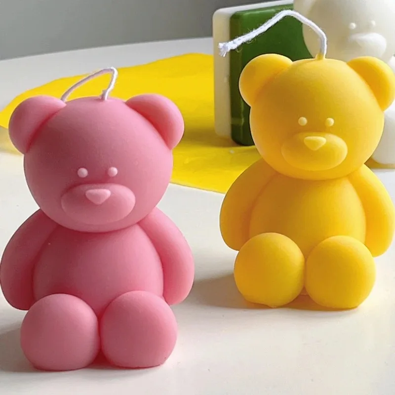 Description Picture 2 of itemCute Cartoon Bear Silicone Candle Mold DIY Gypsum Cement Resin Handmade Soap Mold Birthday Party Wedding Gift Making Kit