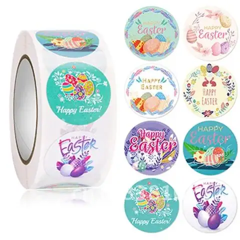

500pcs Happy Easter Gift Sealing Stickers 2.5cm Seal Label Sticker Scrapbook Sticker Easter Party Kids Gift Bag Decorations Tags
