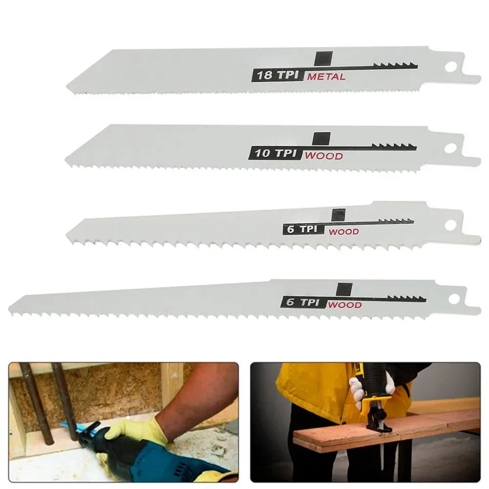 4pcs Reciprocating Saw Blades Saber Saw Handsaw Multi Blade For Cutting Wood Metal For Bosch Makita Dewalt DIY Tools W gift reciprocating saw blades