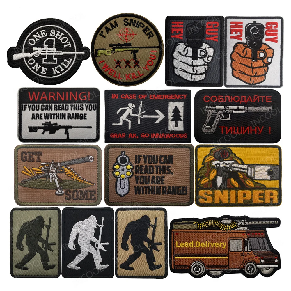 Sniper Embroidered Patches One Shot One Kill Patch Airsoft