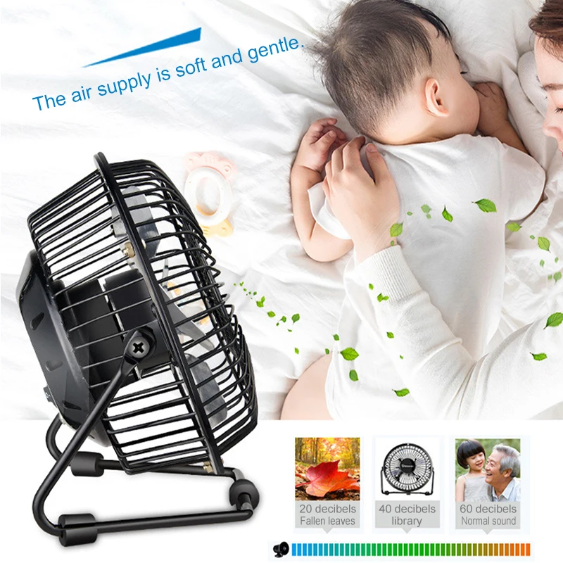 4/6inch mini USB fan ferroalloy desktop portable personal home office travel camping silent breeze fan for child baby toddler 3