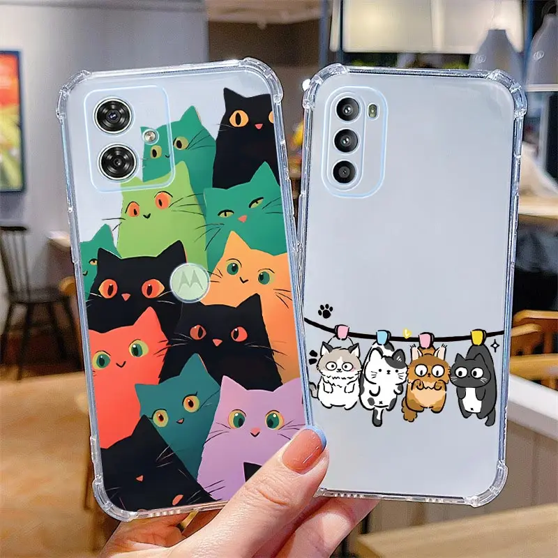 Naughty Cat Transparent Phone Case - Playful Feline Design Cover