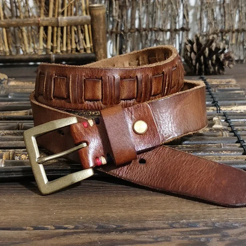 

High Quality Pure Cowhide Genuine Leather Belt for Men's Pin Buckle Fashion Real Leather Strap Male Jeans Belt Luxury Designer