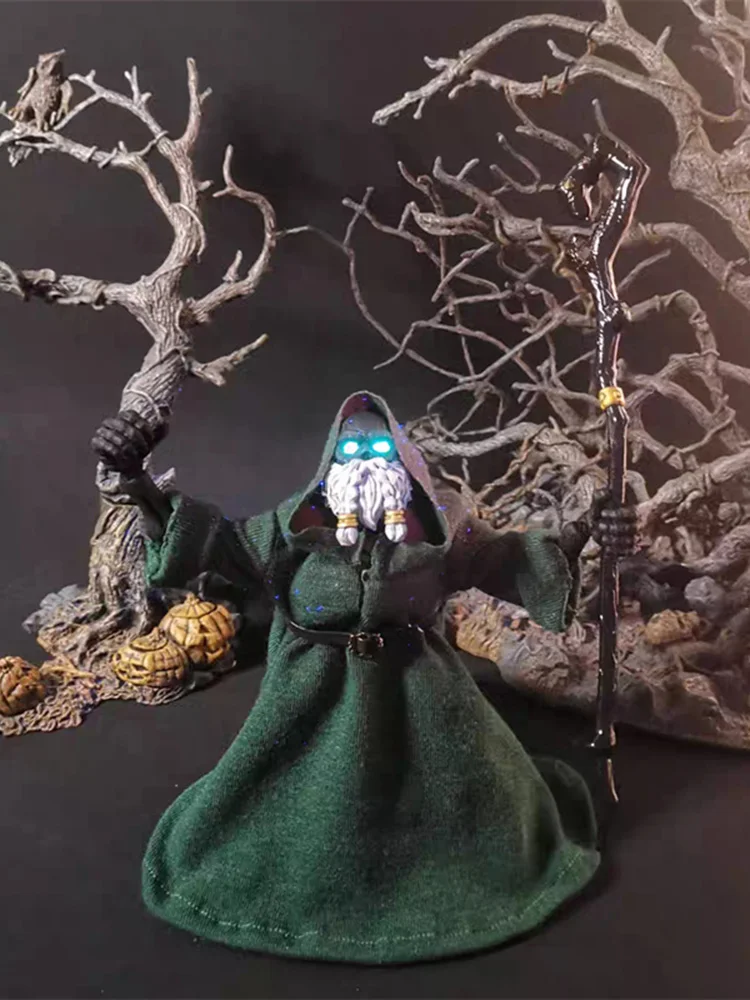 클래식 일본 애니메이션 역할 네 기사 드워프 마법사 로브, 몽크 로브 벨트, 6 인치 SHF 액션 피규어 바디 모델에 적합, 1/12 체중계