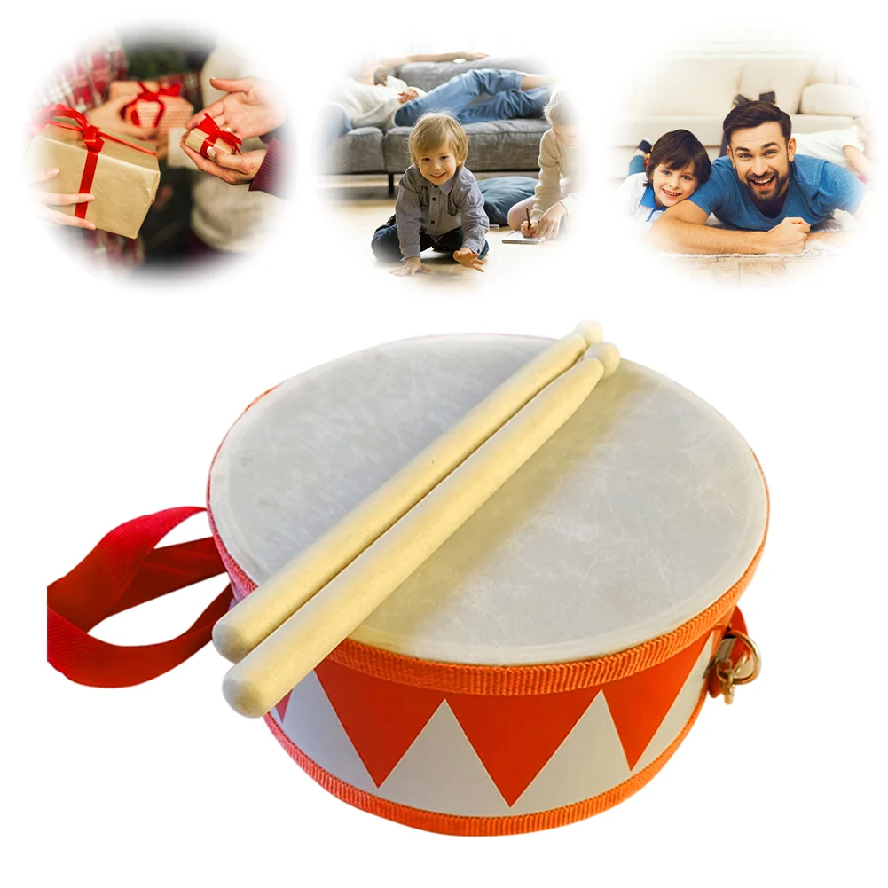 Kids Drum Set 6 Inch Wooden Snare Drum Percussion Instrument with Adjustable Strap 2 Drumsticks Kids Percussion Snare