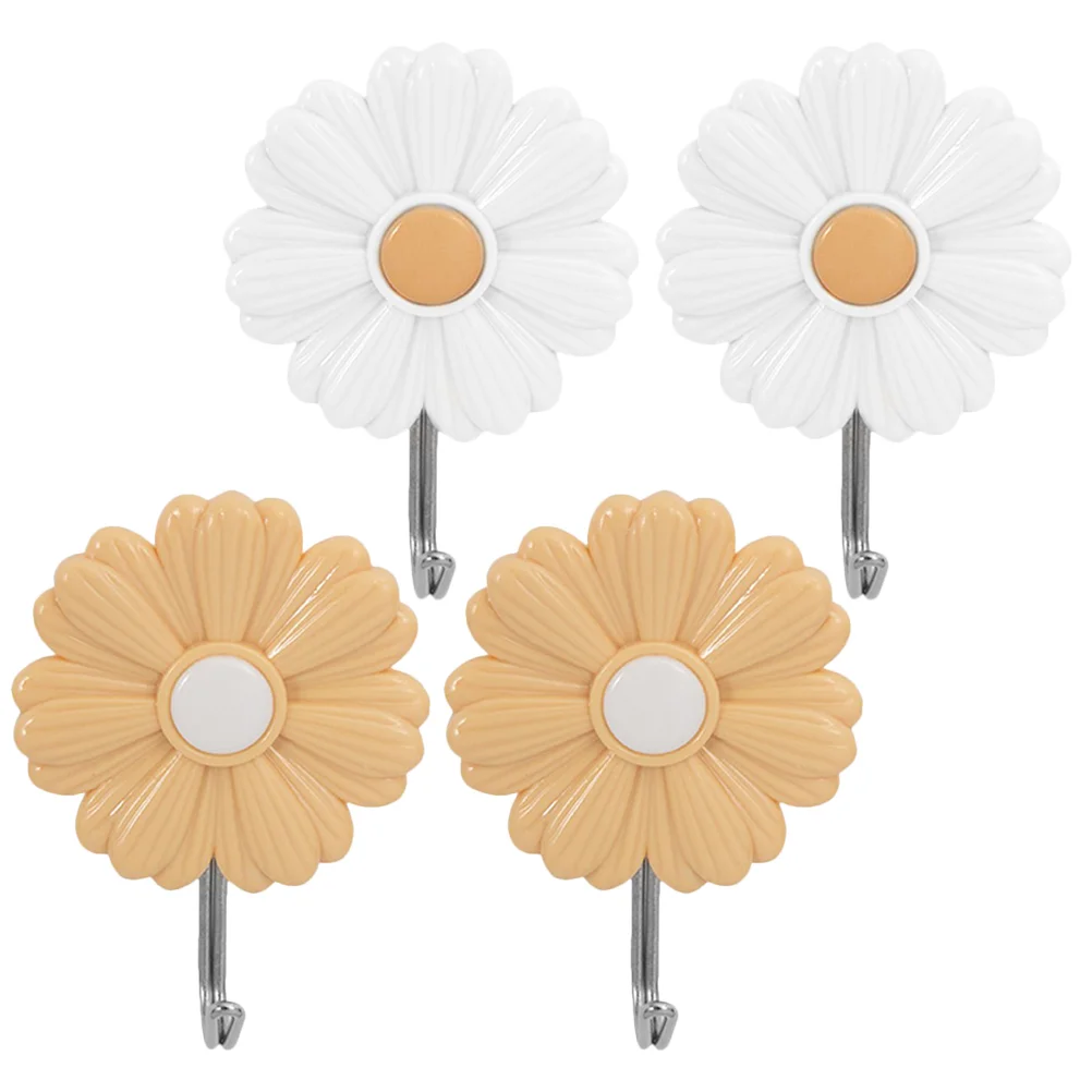 

4pcs Household Wall Clothes Hook Wall-mounted Self-adhesive Hook Daily Sundries Daisy Hook