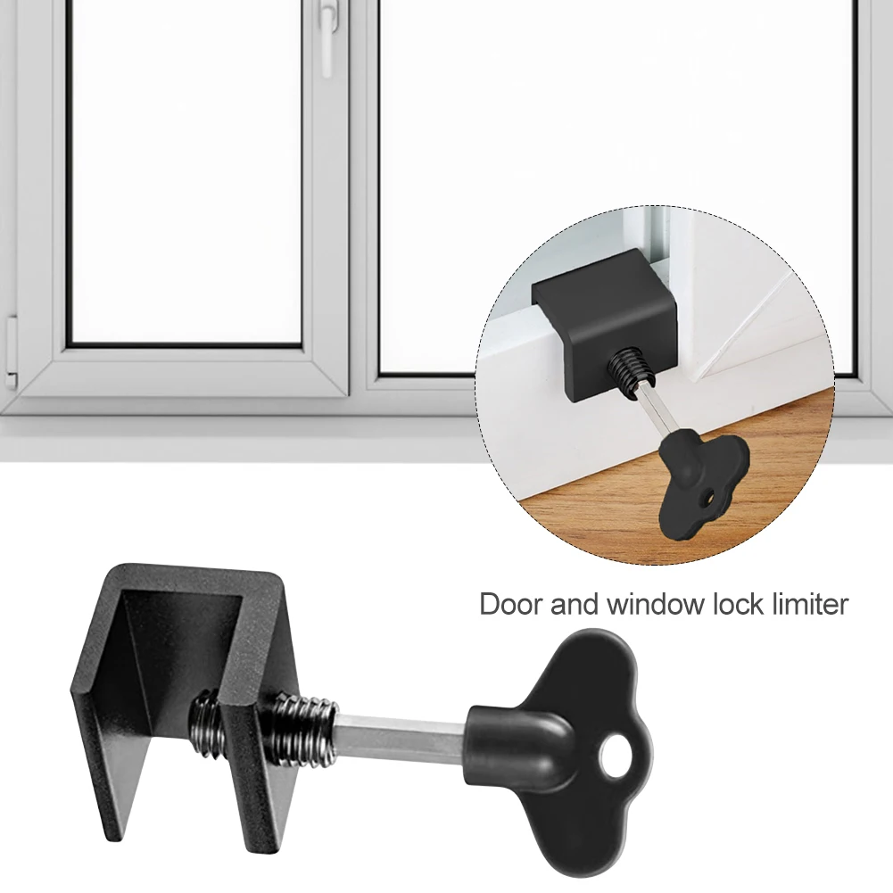 Door Window Lock Stopper with Key Wrench Door Frame Security Lock Aluminium Alloy Window Limit Stop Locks Kid/Children Guards