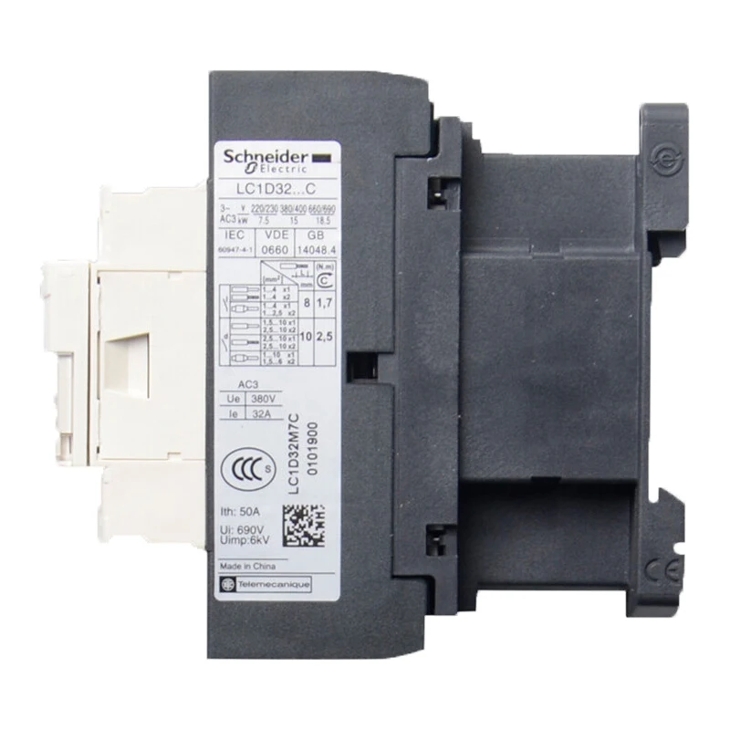 Schneider-Contactor 220V Ac Driepolige Schakelaar 3 P 3 Fase 3-Pool 50/60Hz Lc1d25 Lc1d32 Lc1d38 Spoelspanning 24V 110V 220V 380