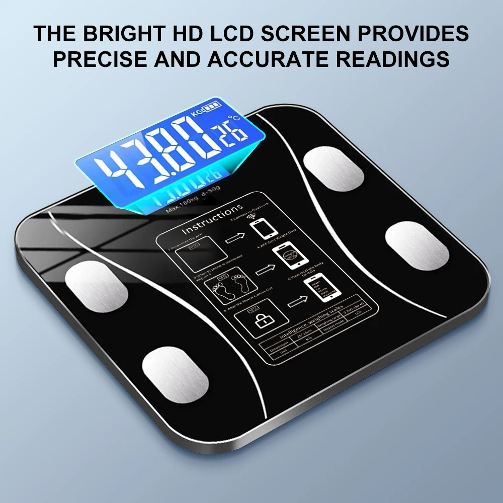 Body Fat Scale Smart Bluetooth Wireless Digital Bathroom Weight Scale Body Composition Analyzer Weighing Health Monitoring Tool
