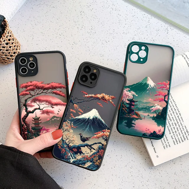 Japanese Aesthetic Mount Fuji Landscape Map iPhone Case