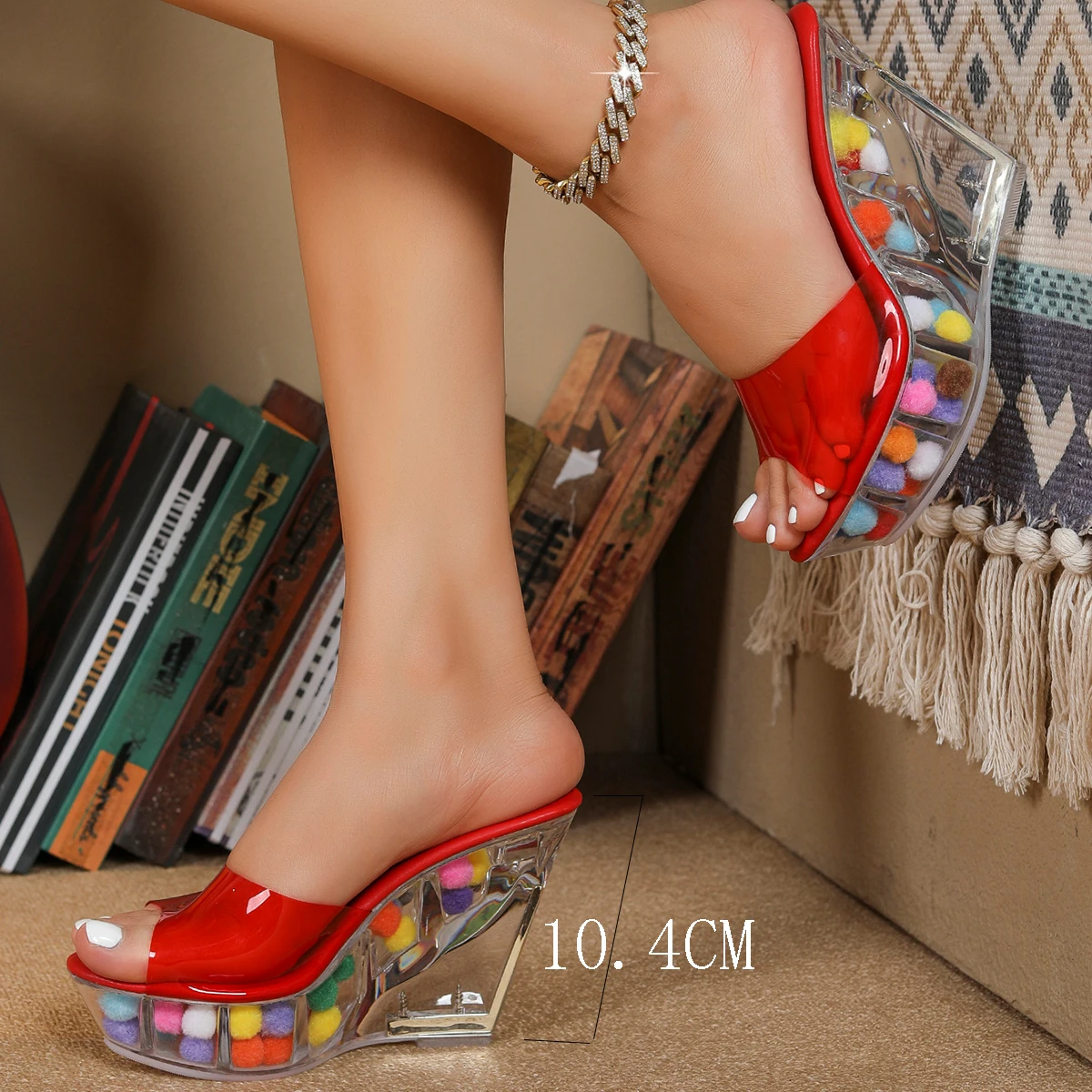 靴 DOLLSKILL GRAY BAHAMA WEDGE HEELS 24cm Generation Kiss Angel Rhinestone Cork Wedge Heels - Pink